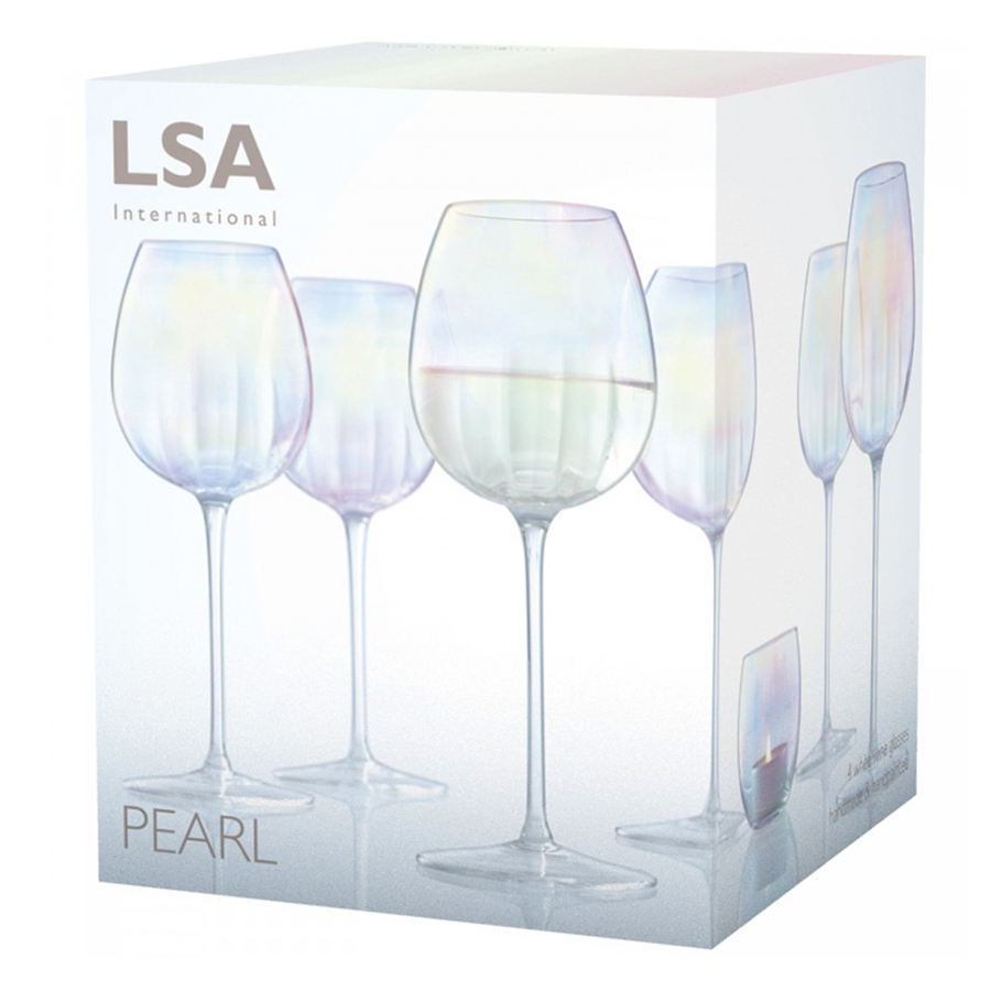 фото Lsa набор бокалов pearl white wine glass pe02 4 шт. 325 мл бесцветный