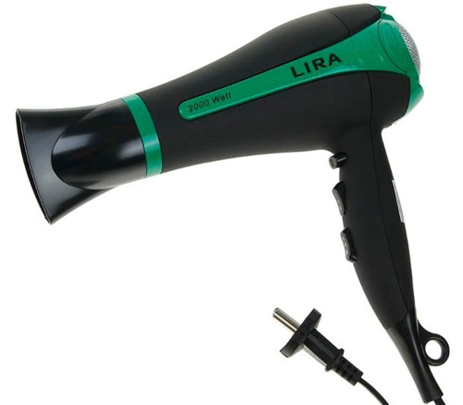 Фен Lira LR 0702 черныйзеленый