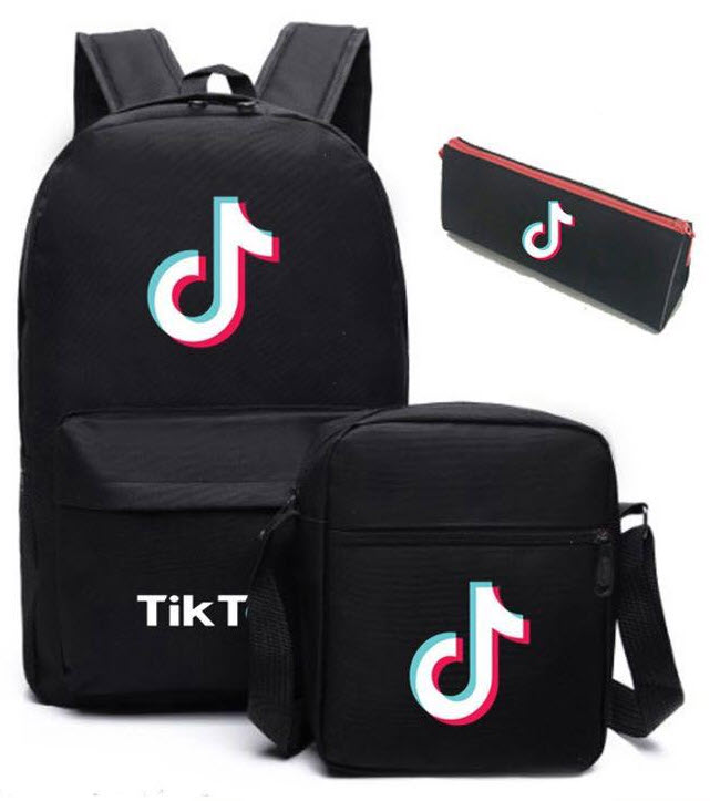 

Школьный набор сумка, рюкзак и пенал - Tik Tok, чёрный