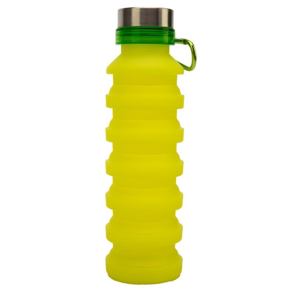 Бутылка для воды силиконовая складная с крышкой и карабином, 500 мл