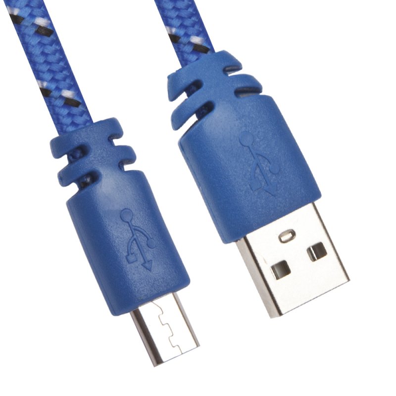 

USB кабель «LP» Micro USB плоская оплетка (синий/европакет)