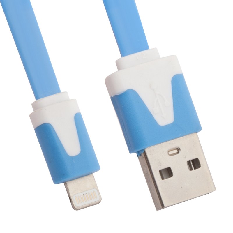 

USB кабель «LP» для Apple iPhone/iPad Lightning 8-pin плоский узкий (синий/европакет)