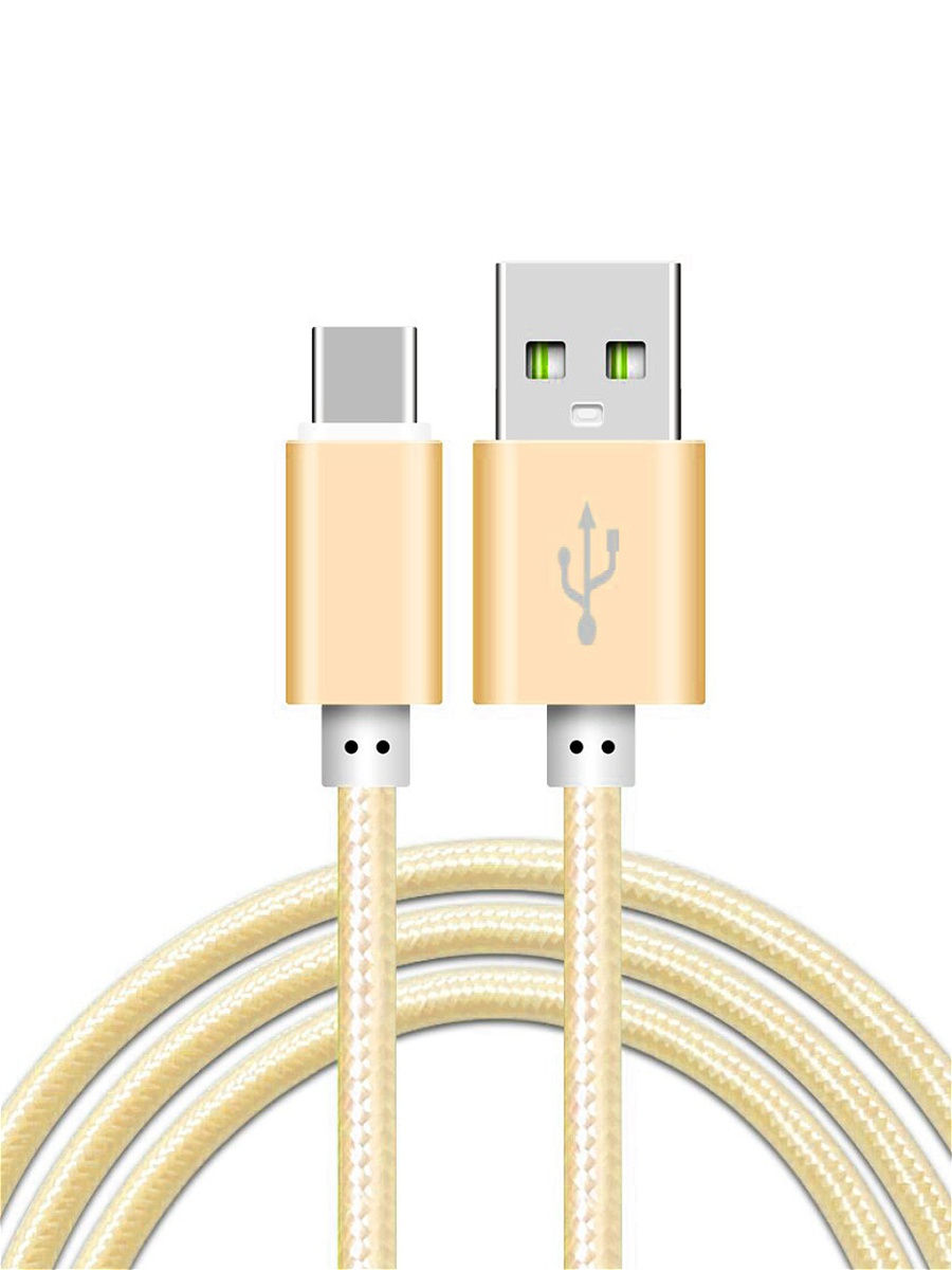 

USB-кабель для зарядки 2.0А с Type C-разъемом, 1 м, золото