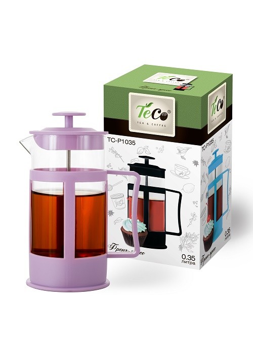 

Френч-пресс TECO, TС-P1035- P (фиолетовый) 0,35 л. из пластика и стекла цветной
