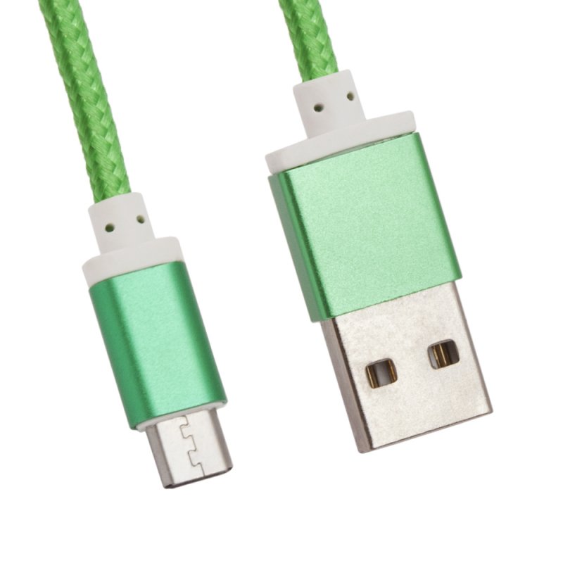 

USB кабель «LP» Micro USB оплетка и металл. разъемы в катушке 1,5 метра (зеленый)