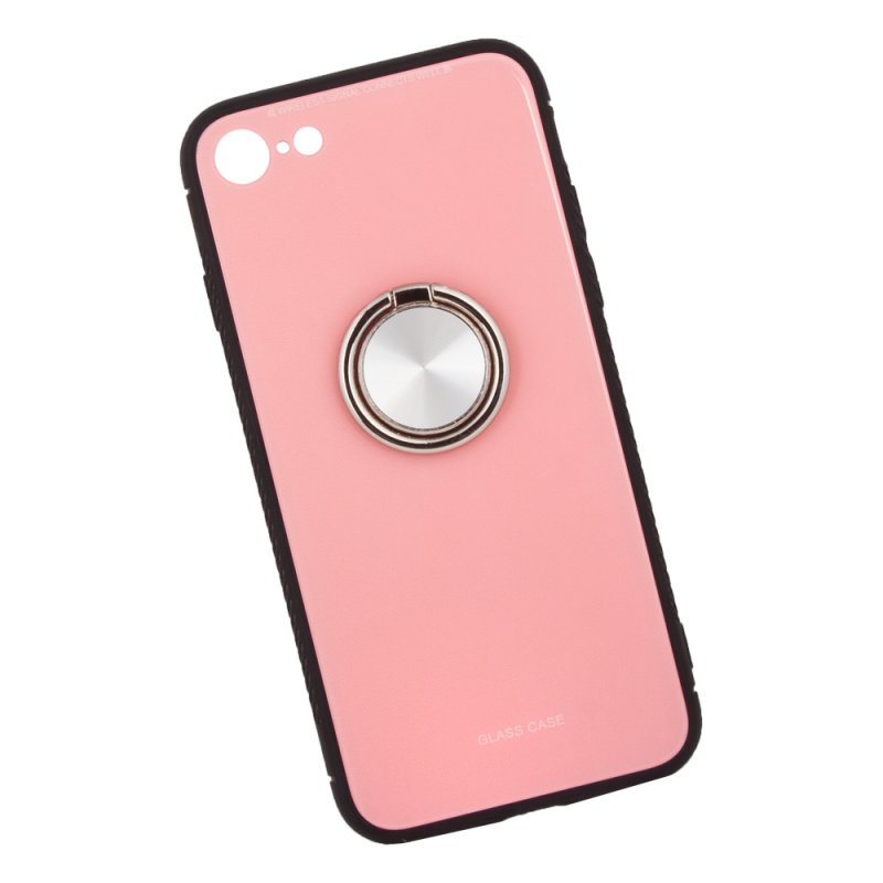 

Защитная крышка «LP» для iPhone SE 2/8/7 «Glass Case» с кольцом (розовое стекло/коробка)