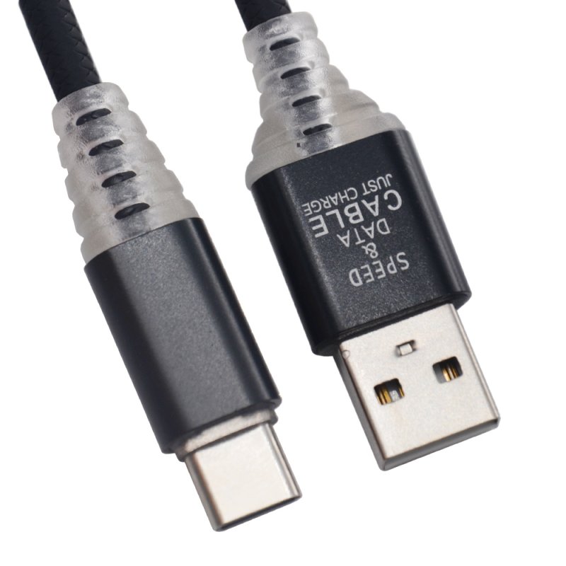 

USB кабель «LP» Type-C «Змея» LED TPE (черный/блистер)