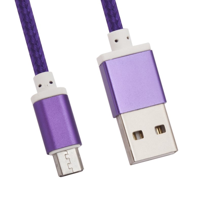 

USB кабель «LP» Micro USB оплетка и металл. разъемы в катушке 1,5 метра (сиреневый)