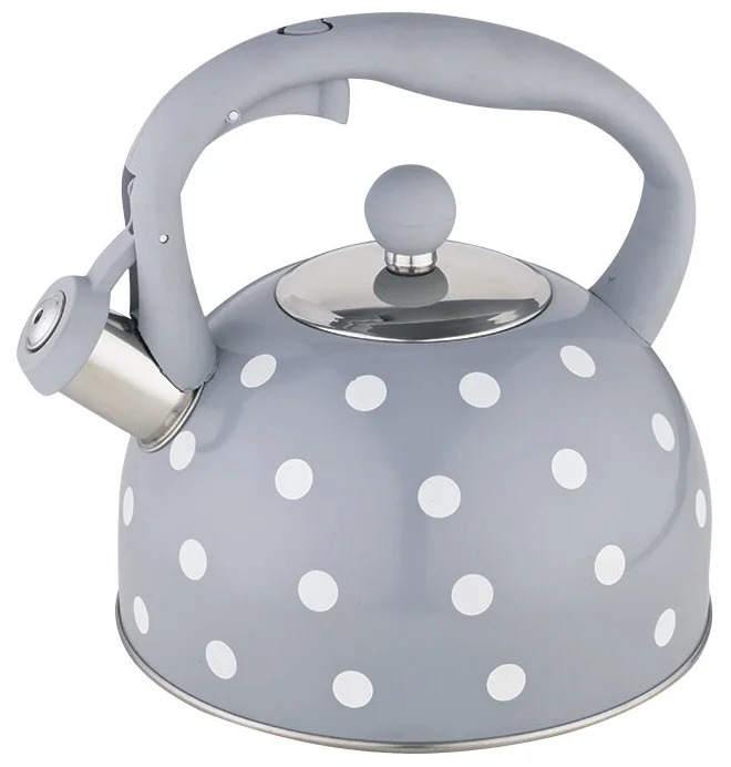 фото Webber чайник со свистком be-0575/be-0576 2,7 л, серый в горошек