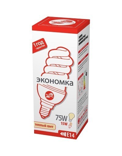 Купить Лампа энергосберегающая  ЭКОНОМКА SPC15wE1427eco, 15 Вт, теплый свет, цоколь 14, спираль Т3 