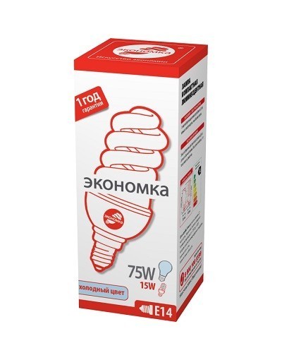 Купить Лампа энергосберегающая  ЭКОНОМКА SPC15wE1442eco, 15 Вт, холодный свет, цоколь 14, спираль Т3