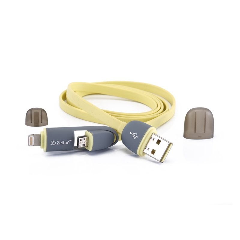 

USB кабель передачи данных Zetton 2 в 1 разъем для Apple Lightning 8-pin/Micro USB желтый (ZTLSUSB2IN1BY)