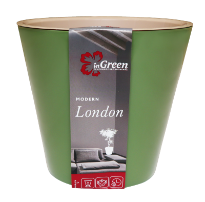 Купить Горшок для цветов INGREEN ING6204ОЛ London D 160 мм, 1,6 л оливковый