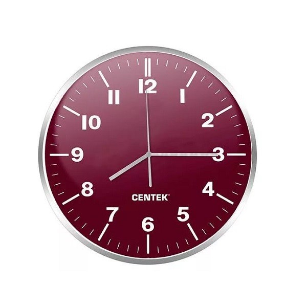 Часы настенные Centek СТ-7100 красн+хром, диаметр 30 см