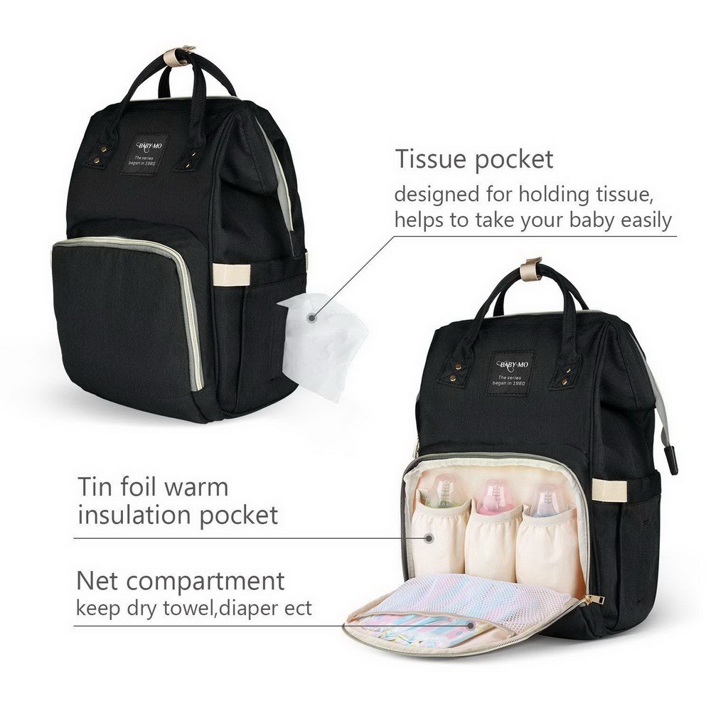 Сумка-рюкзак для мамы Baby Mo, цвет в ассорименте, Черный от MELEON
