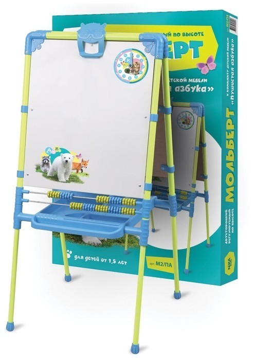 Мольберт детский Nika к комплекту детской мебели Пушистая азбука (М2/ПА) зеленый/синий от MELEON