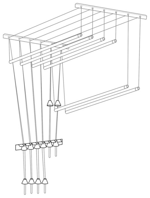 фото Сушилка потолочная навесная для сушки белья (для ванной, балкона, лоджии) лиана, 5 прутьев, 1.4м