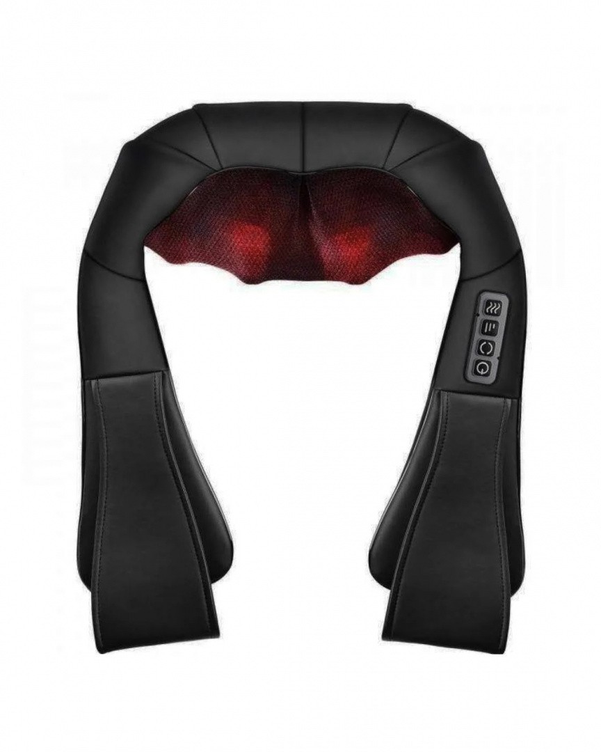фото Роликовый массажер для шеи и плеч с ик-прогревом massage of neck kneading, черный