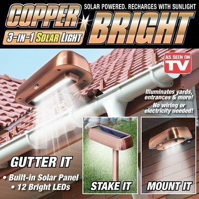 Купить Уличный светильник с солнечной панелью 3 в 1 Copper Bright
