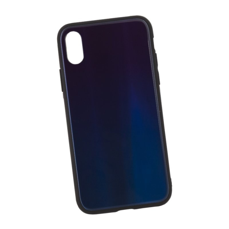 

Защитная крышка «LP» для iPhone X/Xs «Rainbow Glass Case» (синий градиент/коробка)
