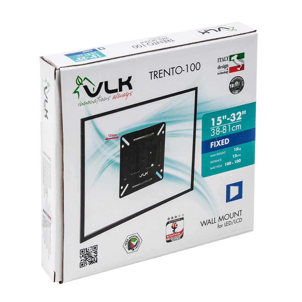 

Кронштейн Kromax для LED/LCD телевизоров 15-32 д Trento-100 black, max 15 кг, настенный, чёрный