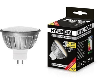 Купить Лампа светодиодная HYUNDAI LED01-JCDR-220V-3W-3.0K-GU5.3 серия Spotlight