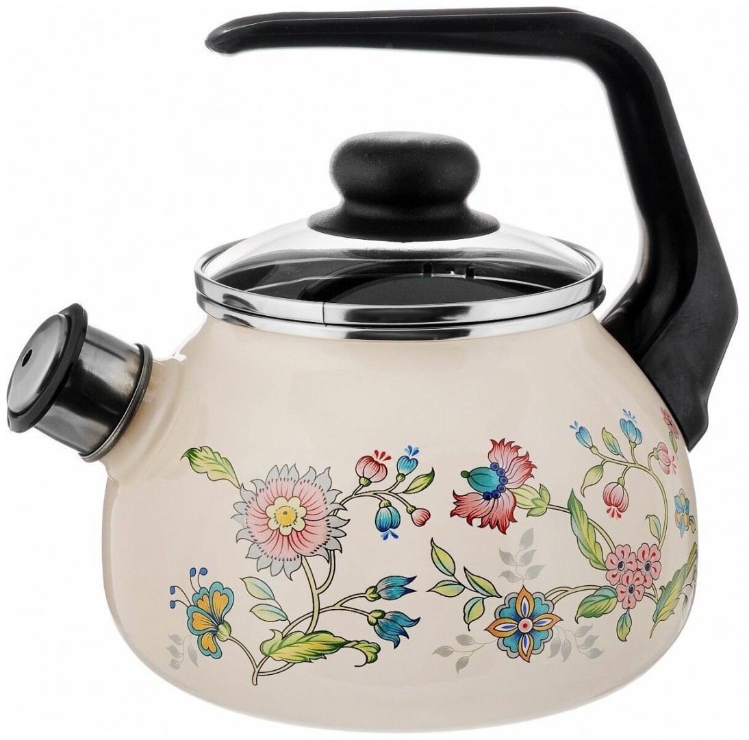 фото Стальэмаль чайник со свистком 4с210я 2 л, луговые цветы