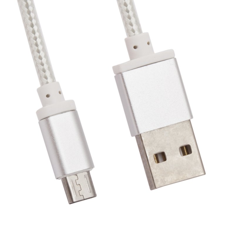 

USB кабель «LP» Micro USB оплетка и металл. разъемы в катушке 1,5 метра (белый)