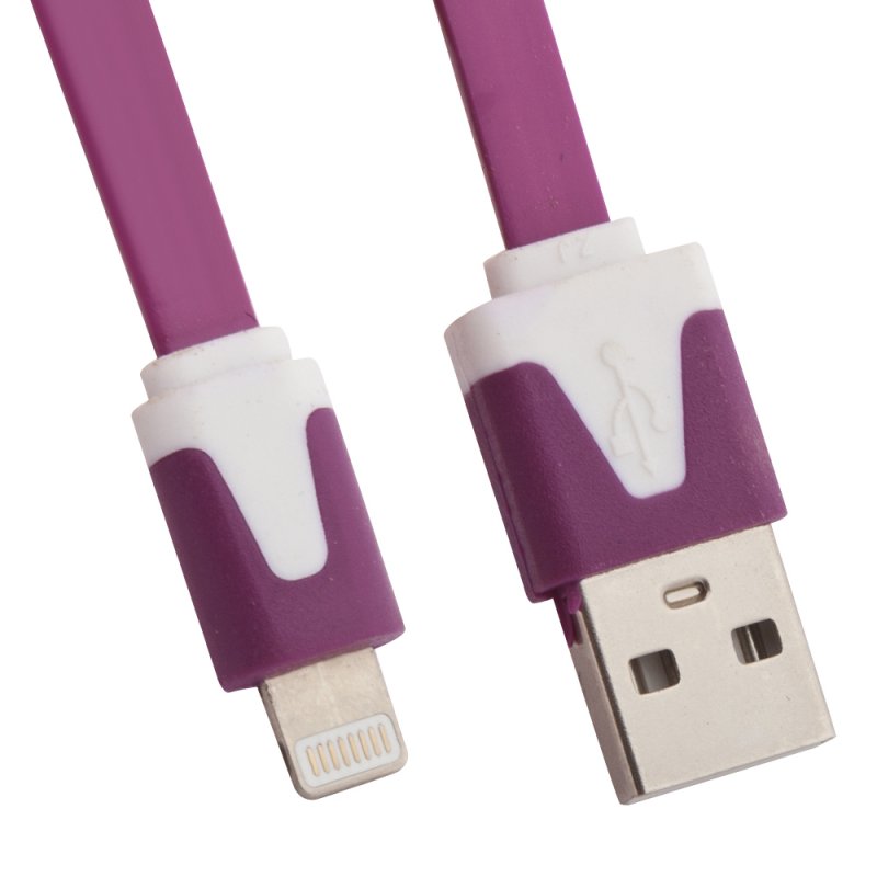 

USB кабель «LP» для Apple iPhone/iPad Lightning 8-pin плоский узкий (сиреневый/европакет)