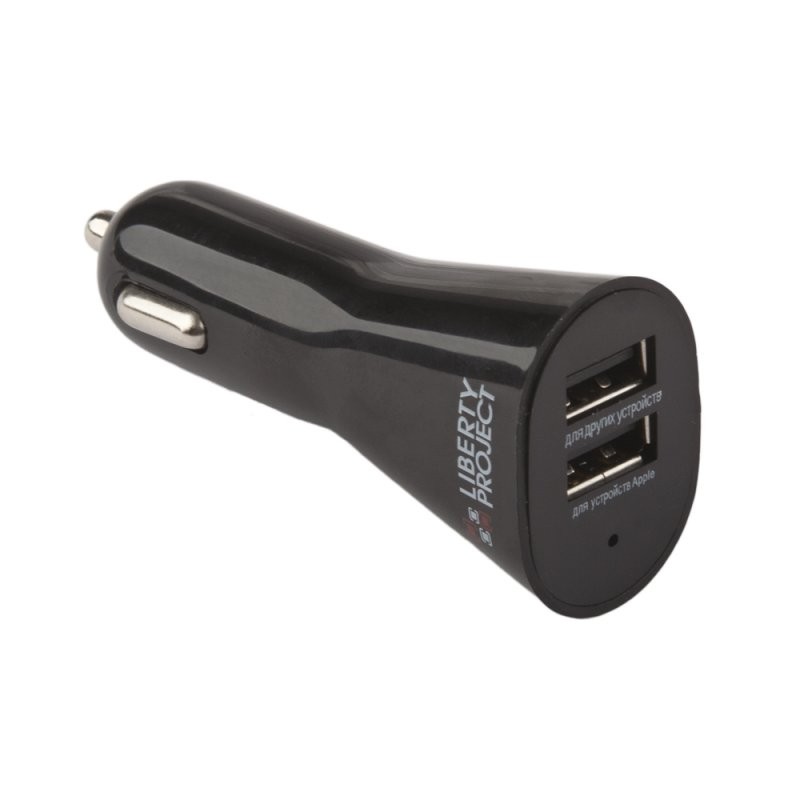 

АЗУ «LP» с USB выходом 2,1 А (2 USB выхода/черный/европакет)