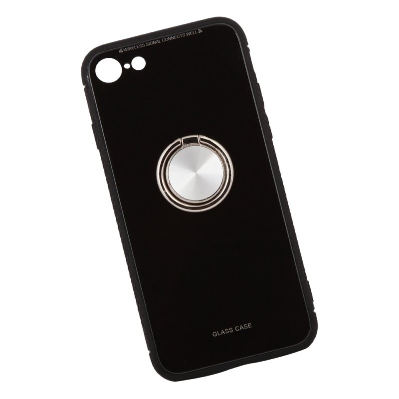 

Защитная крышка «LP» для iPhone SE 2/8/7 «Glass Case» с кольцом (черное стекло/коробка)