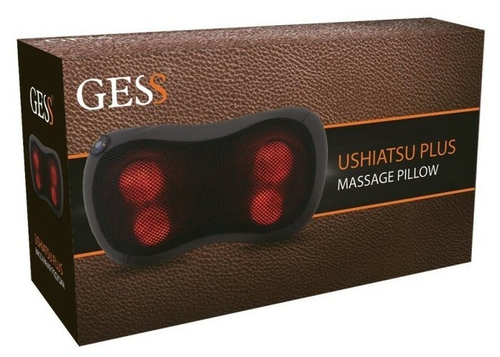 фото Gess массажная подушка ushiatsu plus 12x34 см черный