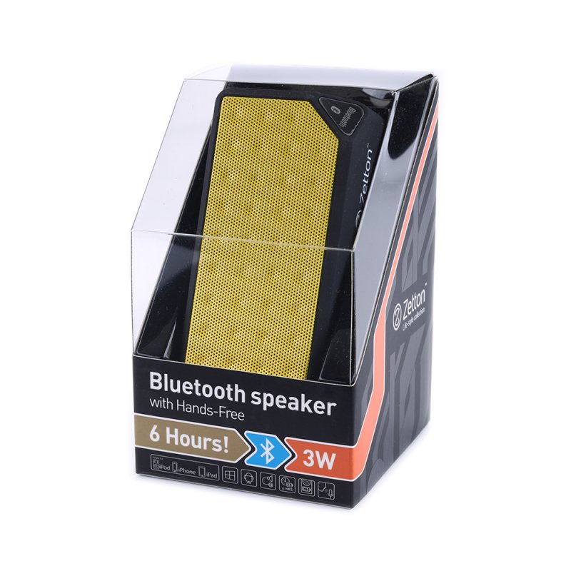 

Bluetooth колонка Zetton Parallelepiped черная с желтым (ZTLSBSPARBY)