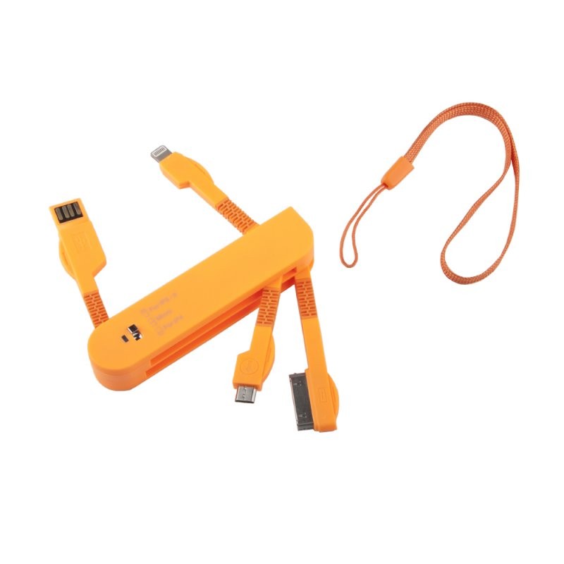

USB кабель «LP» 3 в 1 карманный оранжевый (micro USB/Apple Lightning 8-pin/Apple 30 pin)