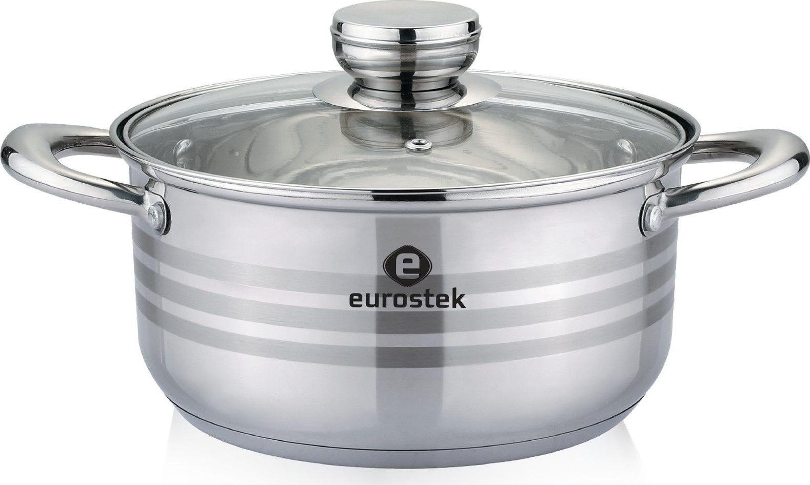 Кастрюля Eurostek ES-1080 нерж объем 5,5л крышка 5-слойное дно толщина стенок 0,5