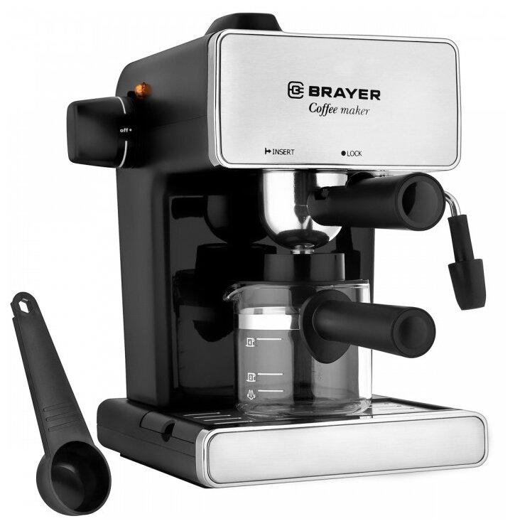 

Кофеварка рожковая BRAYER BR1103, серебристый/черный