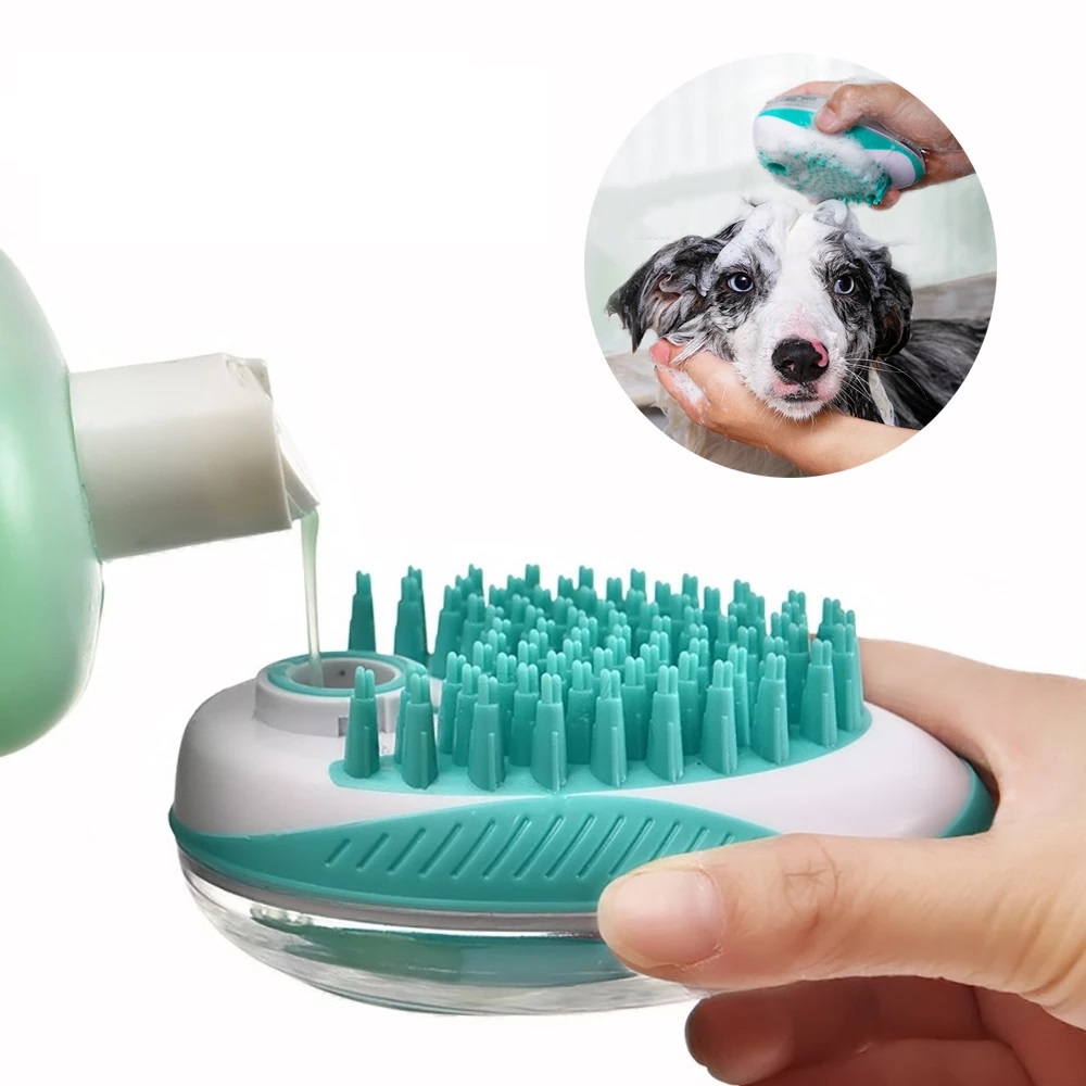 Щетка для мытья животных с резервуаром для шампуня, бирюзовая от MELEON