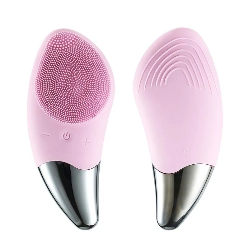 фото Электрическая силиконовая щетка-массажер для чистки лица sonic facial brush, светло-розовый