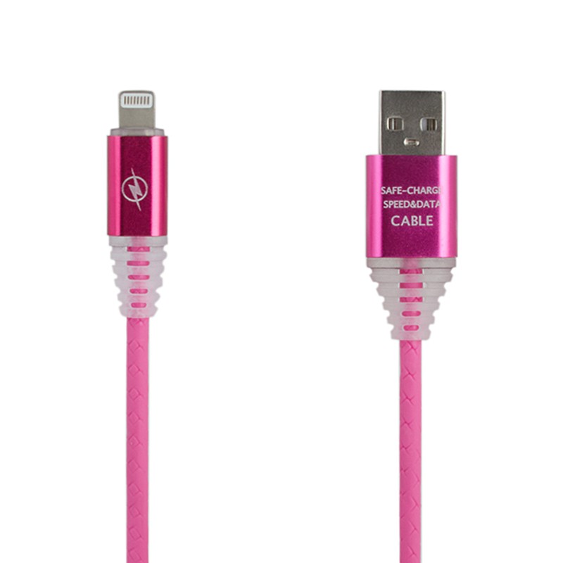 

USB кабель «LP» для Apple Lightning 8-pin «Змея» LED TPE (розовый/блистер)