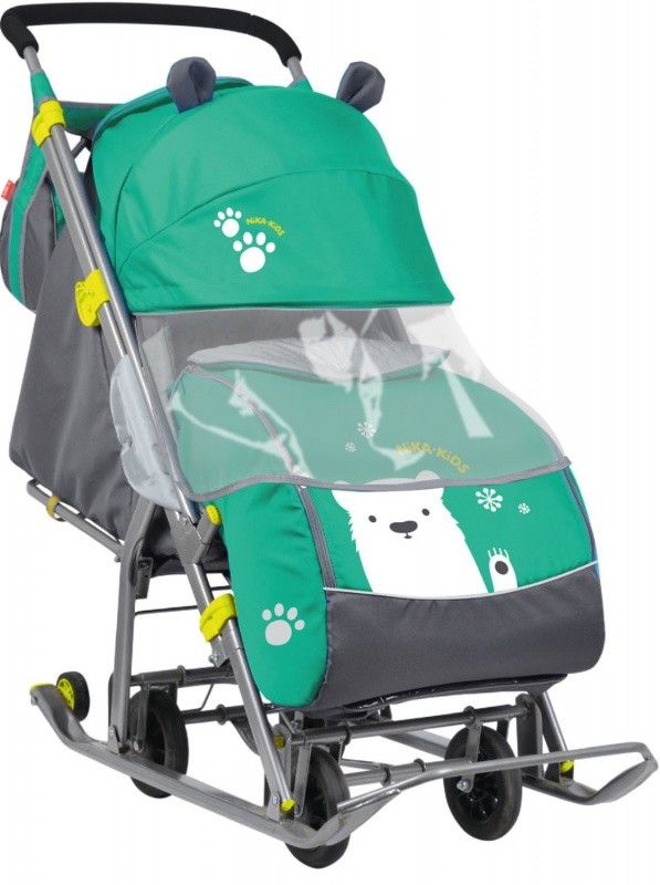 

Коляска комбинированная НИКА Ника детям 7 НД7 с медвежонком изумрудный