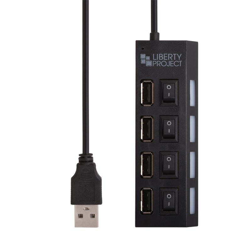 

USB 2.0 HUB «LP» хаб на 4 USB с выключателями на каждый порт (черный)