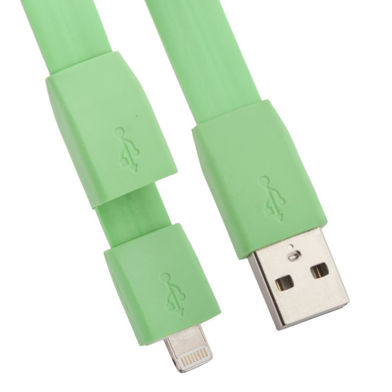 

USB кабель «LP» для Apple iPhone/iPad Lightning 8-pin плоский «браслет» (зеленый/европакет)