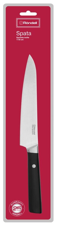 фото Нож сантоку rondell spata, лезвие 17.8 см, черный