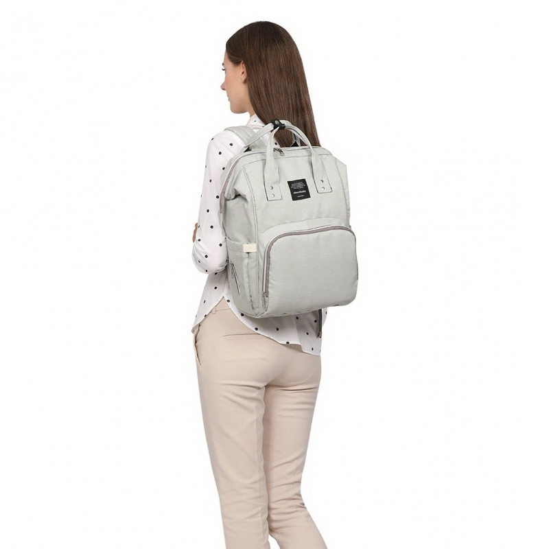 Сумка-рюкзак для мамы Baby Mo с USB, цвет в ассортименте, серый