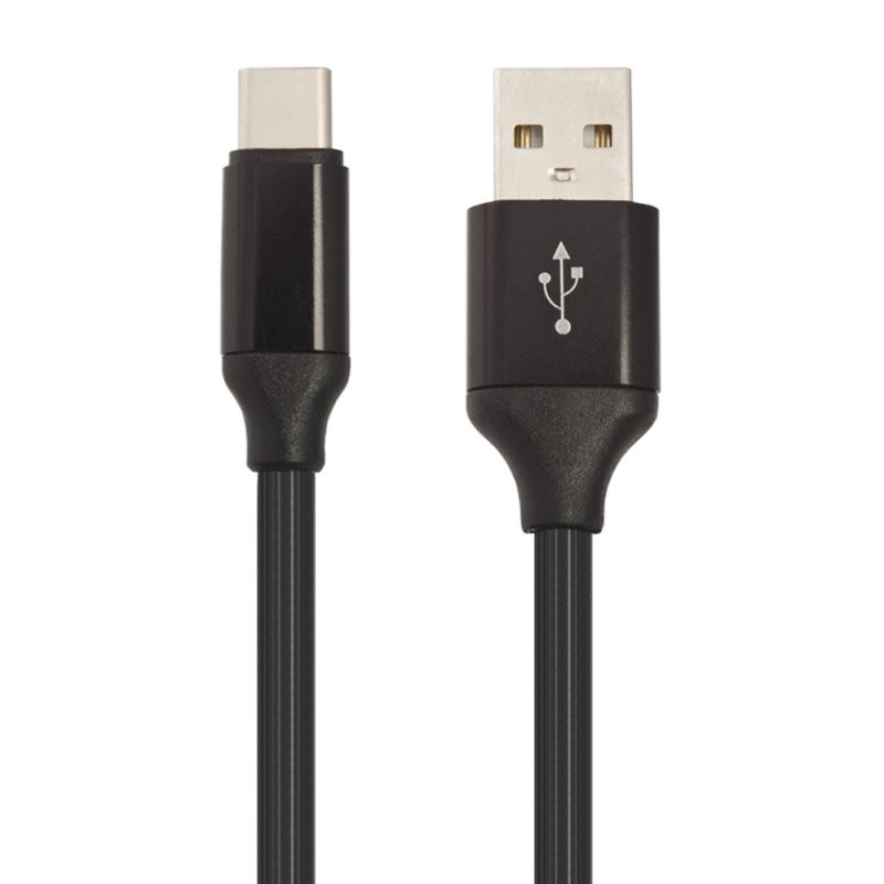 

USB кабель «LP» USB Type-C круглый soft touch металлические разъемы 1,2 метра (черный/коробка)