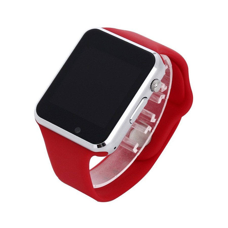 фото Умные часы smart watch a1, серебро, красный ремешок