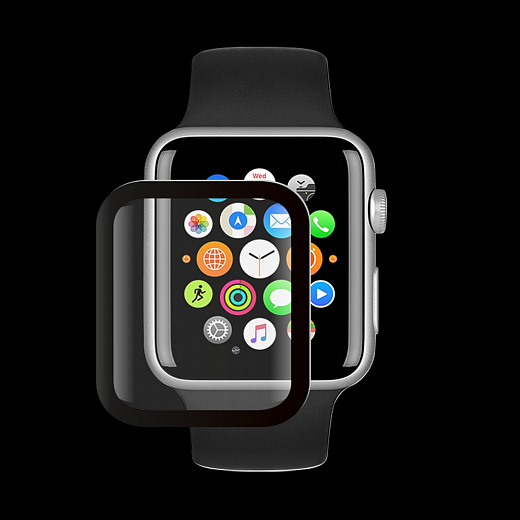 Купить Защитное органическое стекло Watch Protection PMMA для AppleWatch1/2/3series,42мм,черная рамка,Deppa