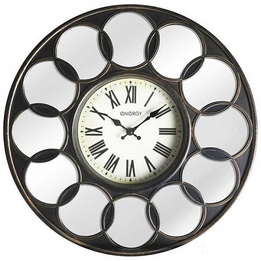 Купить Часы настенные кварцевые ENERGY модель ЕС-122 круглые, зеркальные вставки