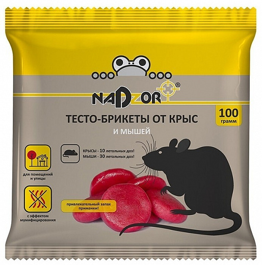 Купить Средство от крыс и мышей NaDzor, тесто-брикет (100 г)
