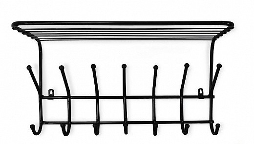 Купить Вешалка настенная Волжаночка ВСП-117 Престиж с полкой 7 рожков (черная)